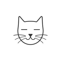 Fototapeta premium Simple Line Drawing of a Cat with Closed Eyes