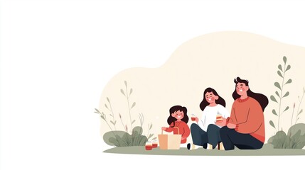 Diverse families enjoying picnic outdoors - multicultural bonding scene for posters and cards