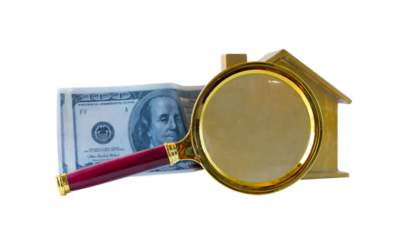 House model with bank note , Loan for real estate or saving money for house.