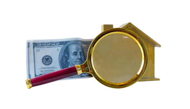 House model with bank note , Loan for real estate or saving money for house.