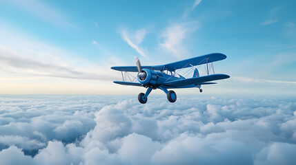 Vintage retro biplane flying