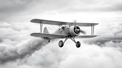 Vintage retro biplane flying