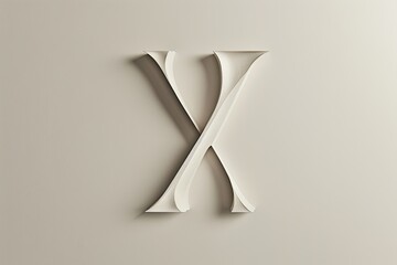 Stylized white letter X cast against a soft beige wall in a minimalistic setting, highlighting contemporary design elements. Generative AI