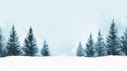 Fototapeta premium Watercolor Winter Forest Landscape.