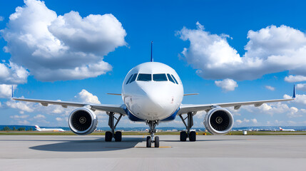 Obraz premium An airplane landing to airport on a runway