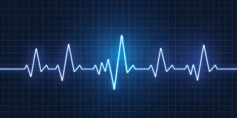 Blue glowing heart rate monitor display