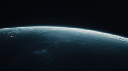 Fototapeta premium Lunar orbit view with distant earth - space exploration scene