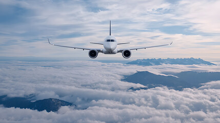 Obraz premium A passenger airplane flying in blue sky