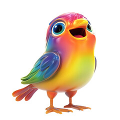 Fototapeta premium 3D Cartoon Bird with Vibrant Colors Isolated on Transparent Background