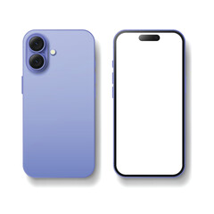 Smartphone models 16 purple, isolated vector on white background