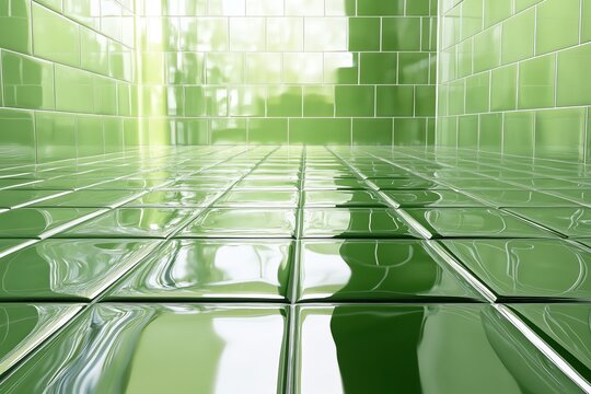 Texture de carreaux en c&eacute;ramique verte brillante pour un style &eacute;l&eacute;gant
