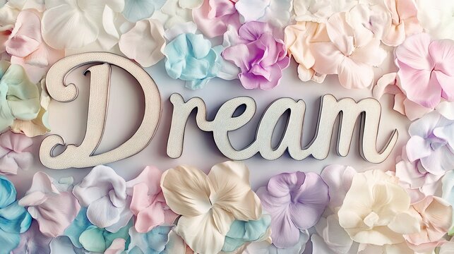 An inspiring backdrop filled with soft pastel colors, featuring the word "Dream" in an elegant cursive font, evoking a sense of calm and creativity.