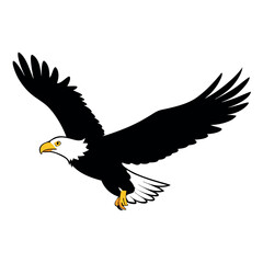 Fototapeta premium a bald eagle in flight vector art illustration isolated white background