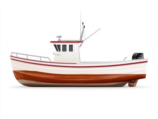Naklejka premium Classic Fishing Boat on White Background