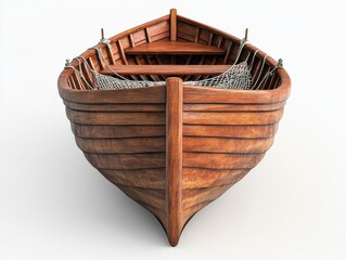 Obraz premium Classic Wooden Fishing Boat with Rope Detail