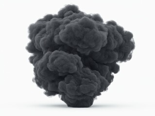 Thick Dark Smoke Cloud on Solid Background