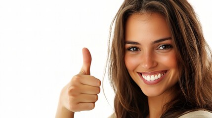 Happy Woman Giving Thumbs Up Gesture