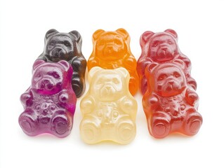 Colorful Gummy Bears on White Background