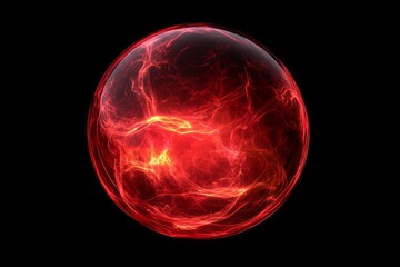 red glowing spherical high-energy plasma 