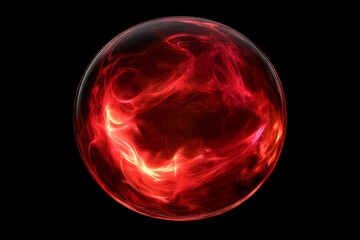 red glowing spherical high-energy plasma 