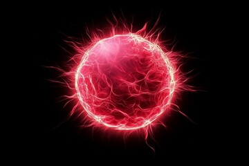 red glowing spherical high-energy plasma 