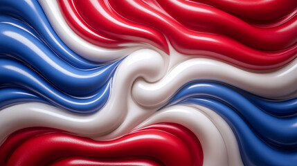 dynamic red, white, and blue swirling background symbolizing energy, patriotism, and movement. Perfect for projects conveying boldness, freedom, and vibrant creativity