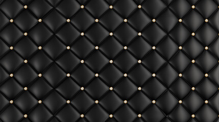 Fototapeta premium luxurious, tufted black leather texture, quilted into diamond-shaped sections adorned by an embellishment, for high-end branding or luxury-themed designs, with an elegant and premium quality