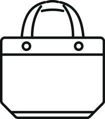 Simple line drawing of a shopping bag, featuring reinforced bottom and rounded handles, ideal for retail and commerce themes