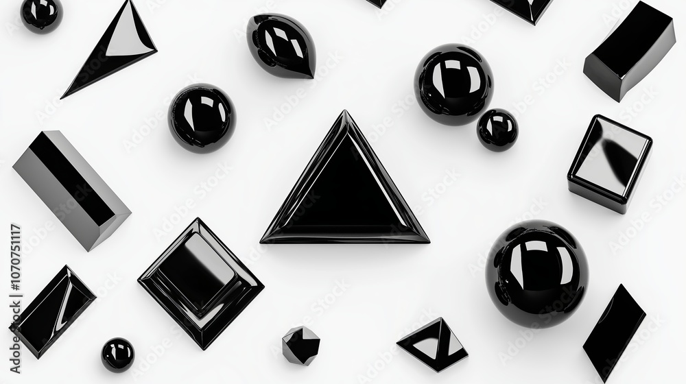 Poster minimalist monochrome shapes with gradient shadows