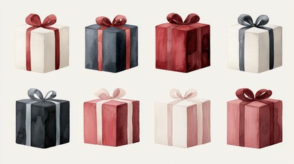Watercolor Gift Boxes Set.
