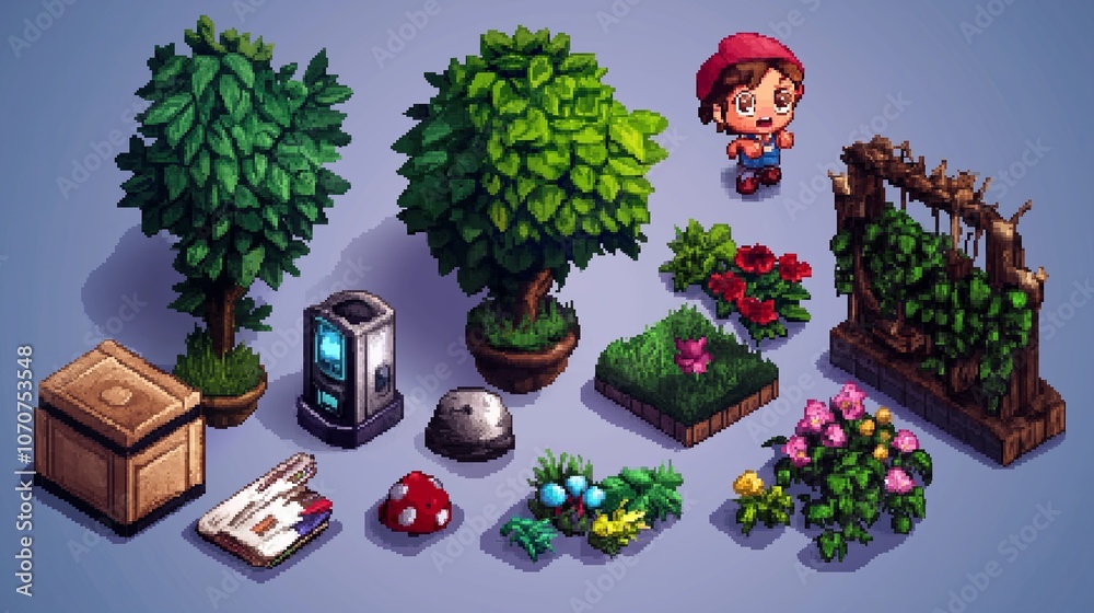 Poster pixel art with 3d effect