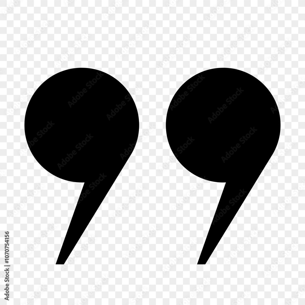 Fototapete a set of black quotation mark icons on a white background. quotes, isolated vector icons in the form