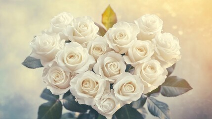 Obraz premium Bouquet of White Roses in Heart Shape