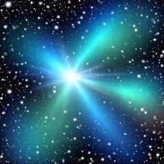 Fototapeta premium A high-resolution digital artwork depicting the vast expanse of outer space. The centerpiece is a luminous stripe of nebula with varying hues of blue and cyan, weaving through the scene. Numerous star