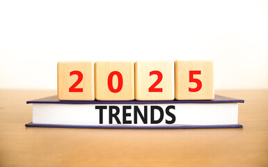 Planning 2025 trends new year symbol. Concept words 2025 Trends on beautiful wooden blocks and...