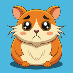 Sad Hamster Cartoon Character vector illustration