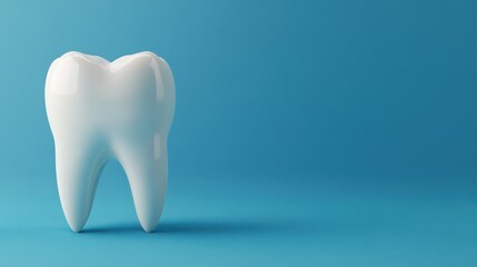 Single Tooth on Blue Background