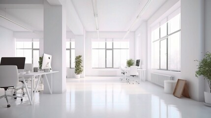 Fototapeta premium Modern Bright Office Interior Design Concept