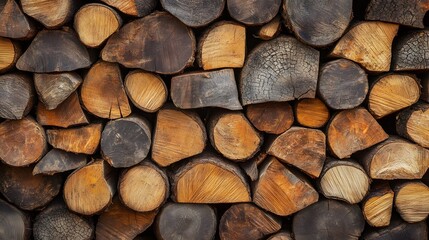 Fototapeta premium rustic woodpile and logs in natural setting