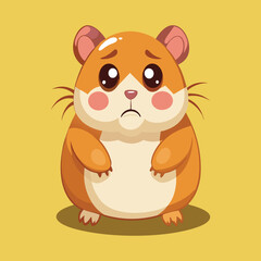 Sad Hamster Cartoon Character vector illustration