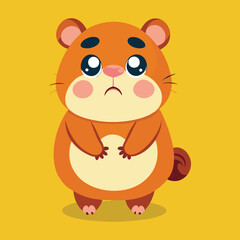 Sad Hamster Cartoon Character vector illustration