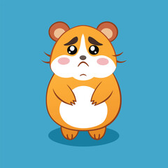 Sad Hamster Cartoon Character vector illustration