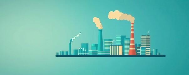 Obraz premium Global warming icon with polluted air, climate crisis, flat design