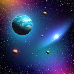 Space adventure with planets and stars enhanced by fun effects.