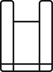 Simple black outline icon of a reusable shopping bag, symbolizing eco consciousness and sustainable practices