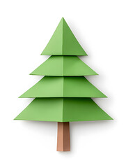 Fototapeta premium Origami paper Christmas fir tree isolated on white background isolated on white