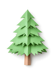 Obraz premium Origami paper Christmas fir tree isolated on white background isolated on white