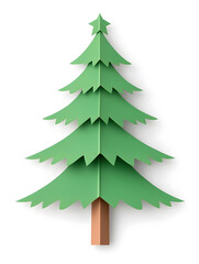 Fototapeta premium Origami paper Christmas fir tree isolated on white background isolated on white