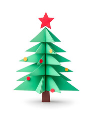 Fototapeta premium Origami paper Christmas fir tree isolated on white background isolated on white