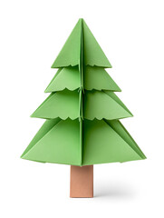 Fototapeta premium Origami paper Christmas fir tree isolated on white background isolated on white